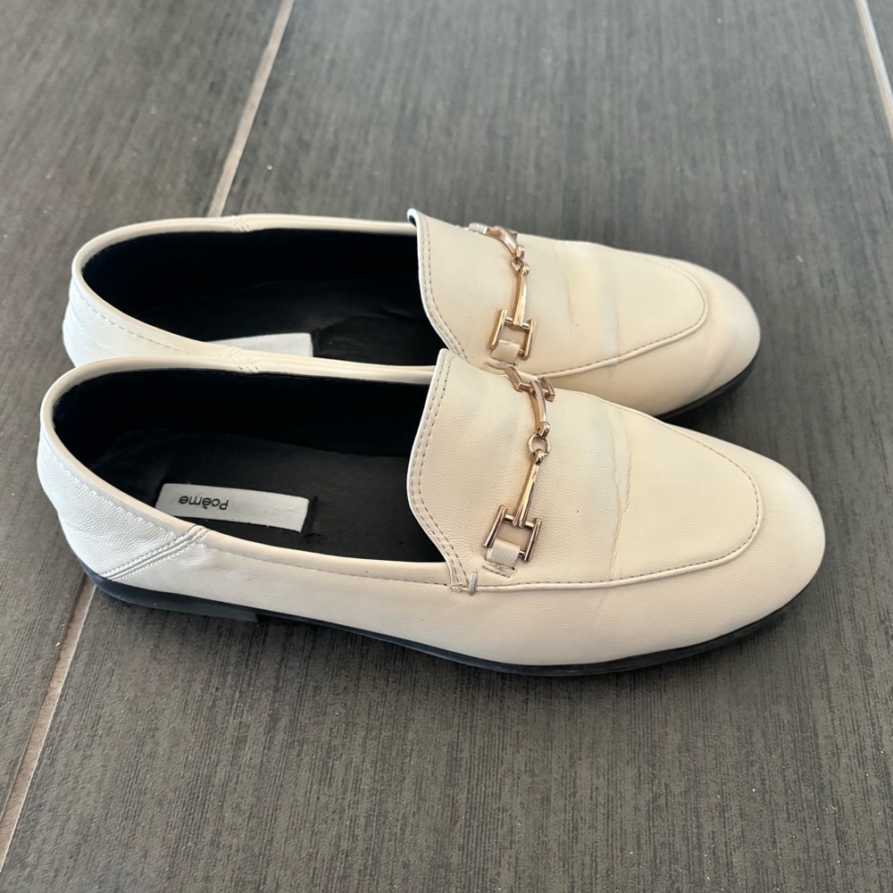 Soft Vegan Leather Cream Loafers - Picture 5 of 7